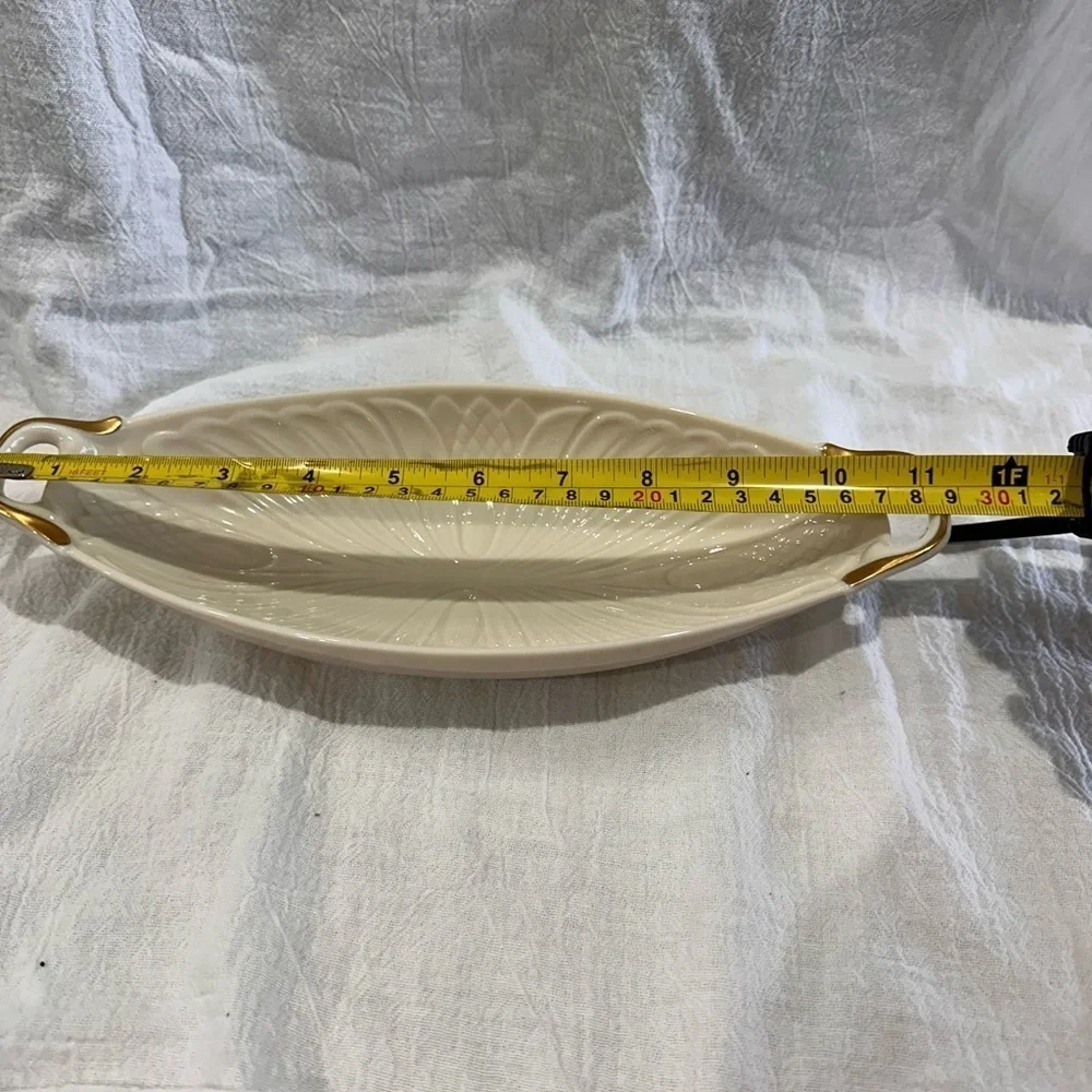 Vintage LENOX Monoco Collection Gold trim Handled Server Dish *USA* discontinued